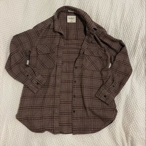 Abercrombie Flannel Shirt | Brown Black Plaid | Oversized Fit | SoftAF Fabric